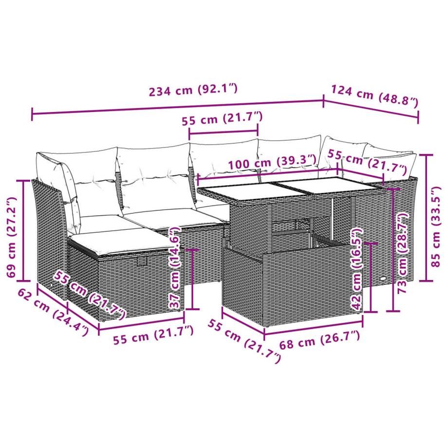 VidaXL set divano da giardino Polirattan  