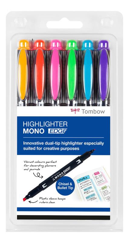 Tombow Tombow MONO edge evidenziatore 6 pz Punta a ogiva/sottile Multicolore  