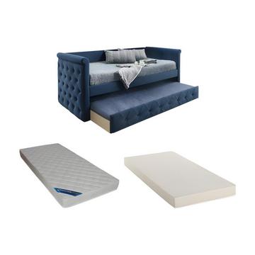 Lit banquette gigogne LOUISE 2x Tissu + matelas