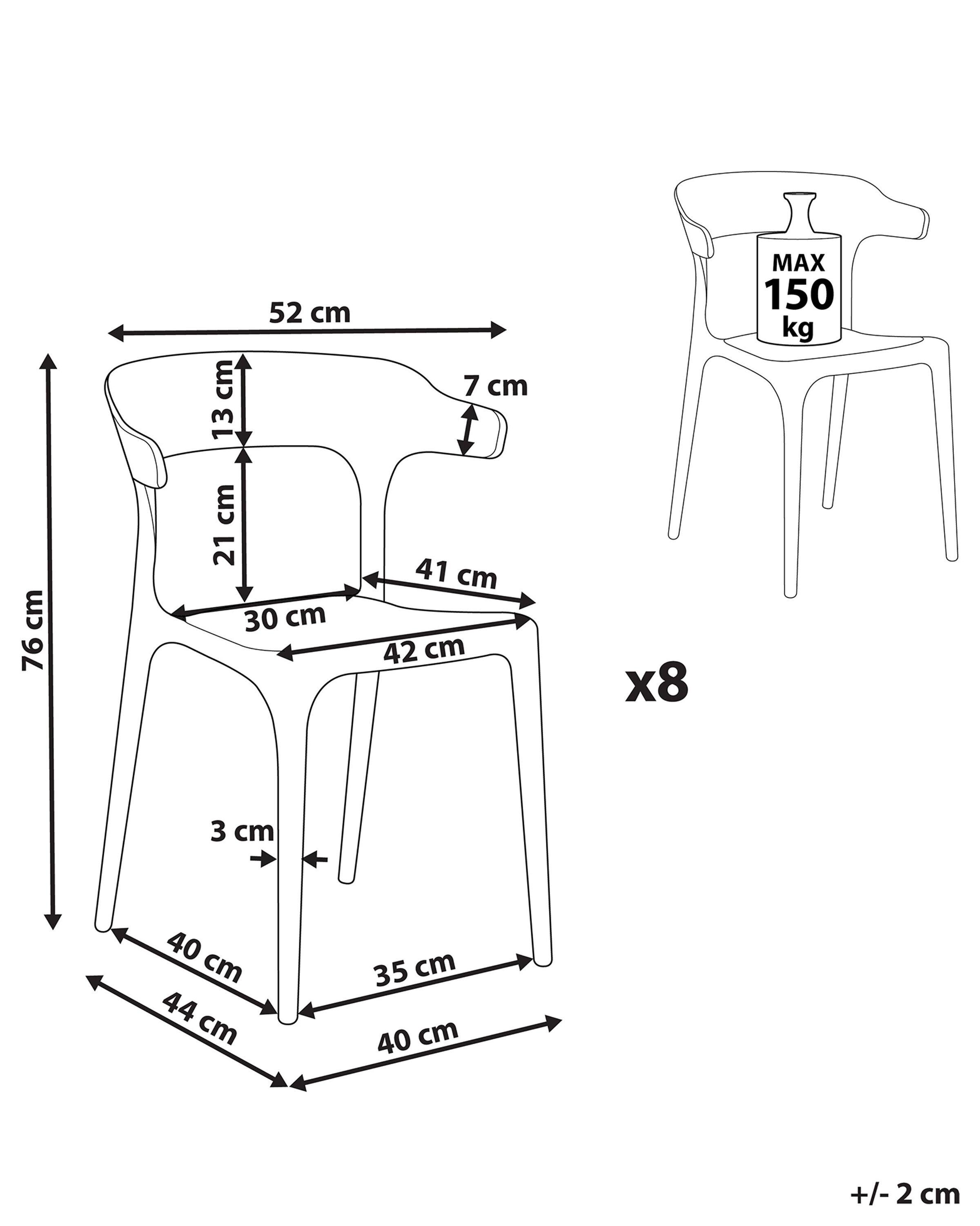 Beliani Esszimmerstuhl 8er Set aus Polypropylen Modern GUBBIO  