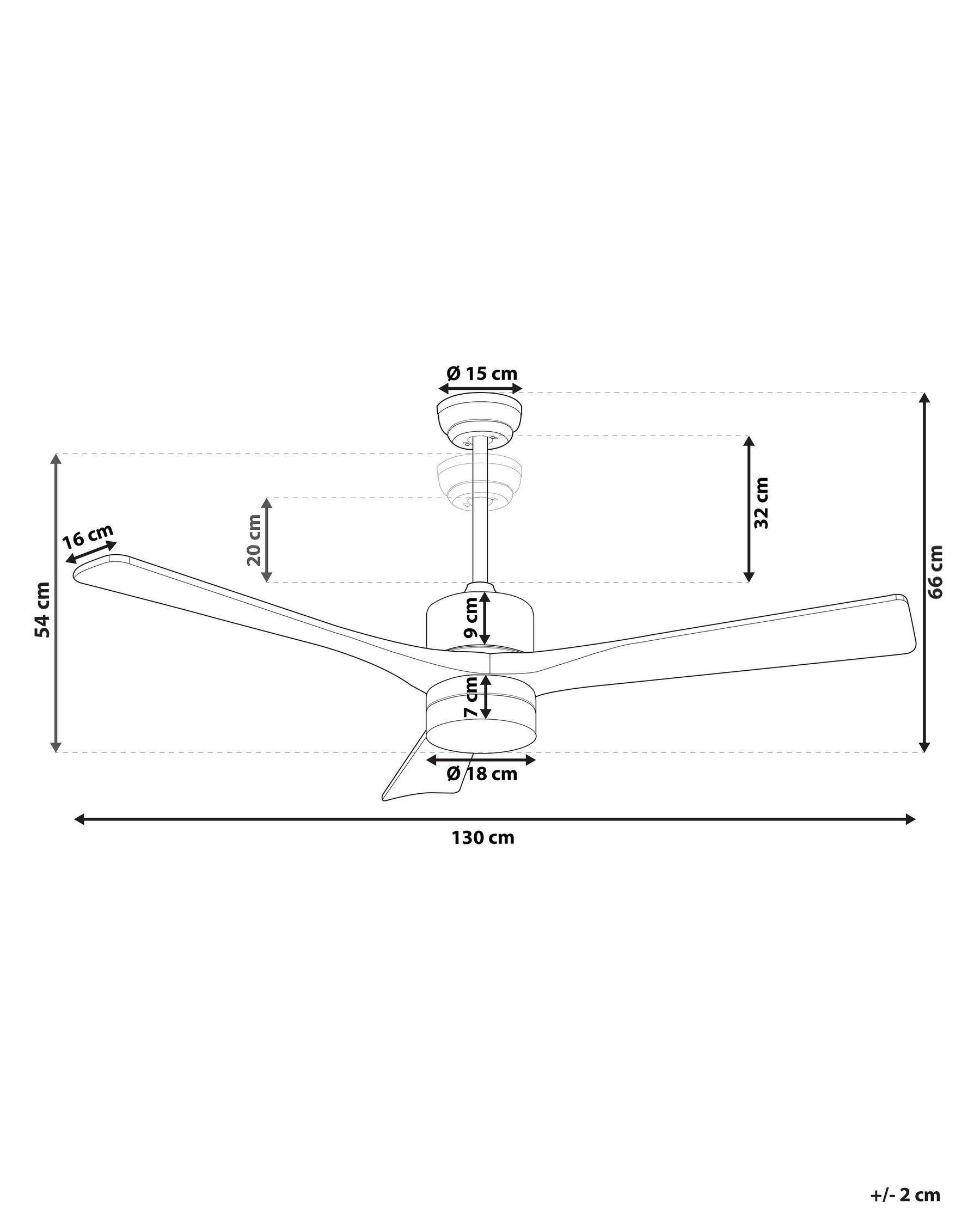 Beliani Ventilatore a soffitto con luce en Legno di Paulownia Classico ARUWIMI  