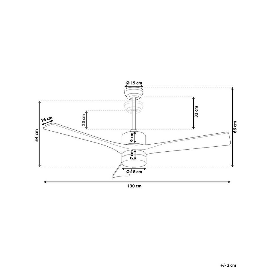 Beliani Ventilatore a soffitto con luce en Legno di Paulownia Classico ARUWIMI  