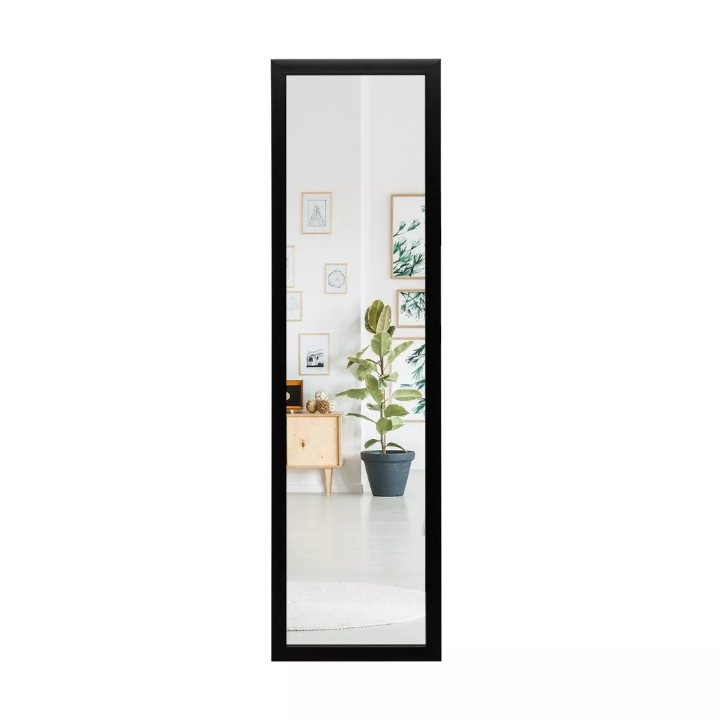 Northix - Rechteckiger Ganzkörperspiegel mit Hängehaken für Tür 33x119cm Schwarz, 126cm