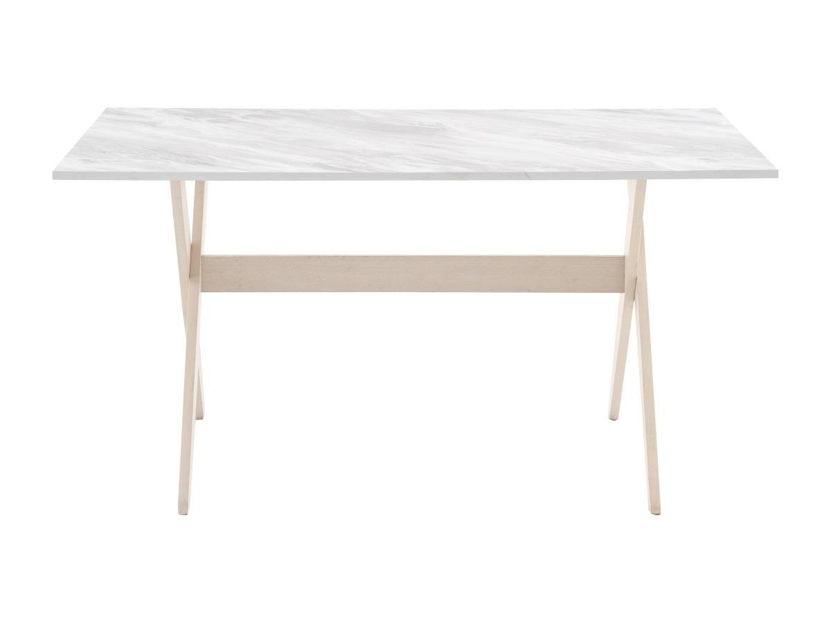 Vente-unique Table à manger 6 personnes en MDF et hêtre - Blanc et naturel clair - SERANI  