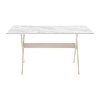 Vente-unique Table à manger 6 personnes en MDF et hêtre - Blanc et naturel clair - SERANI  