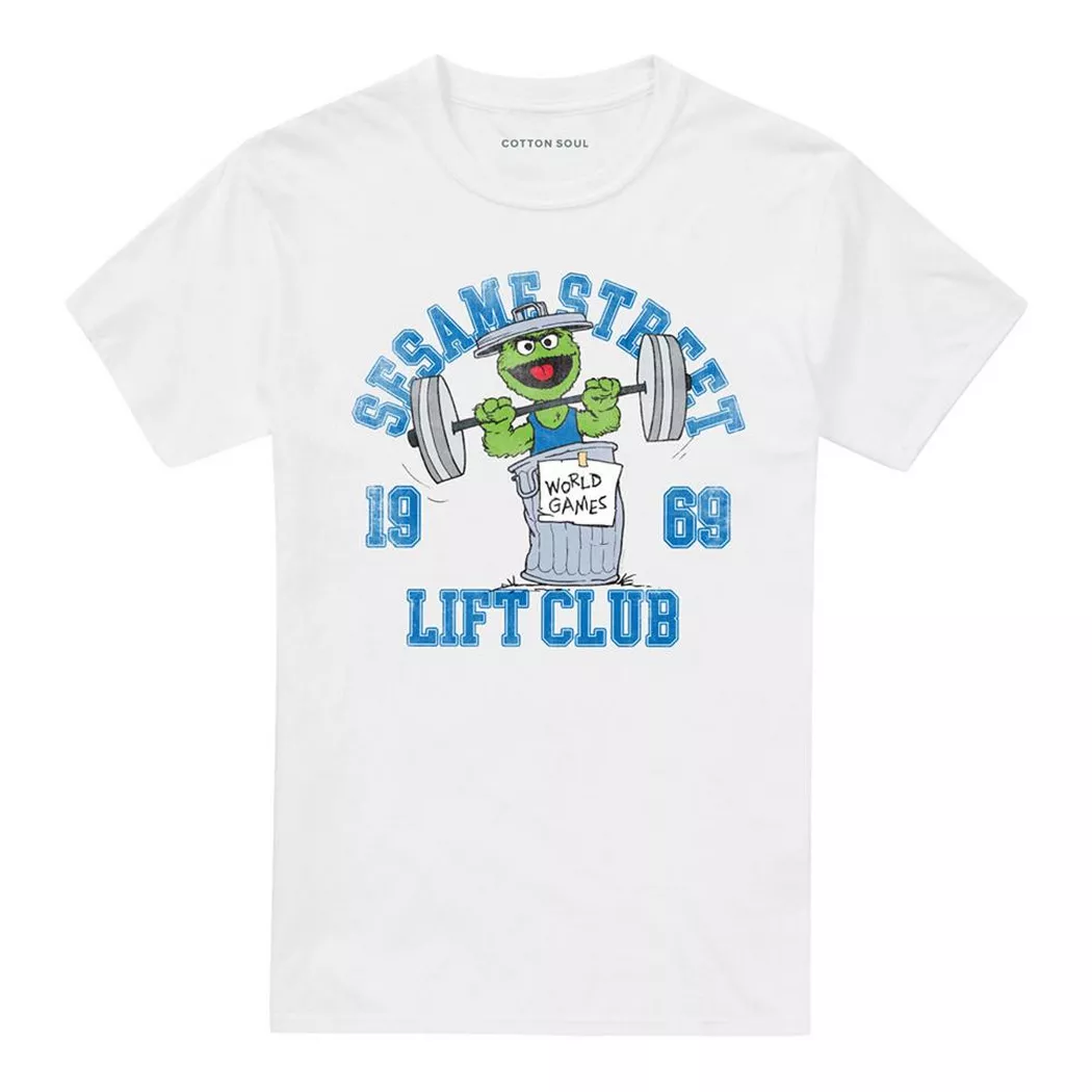 Sesame Street - Oscar Lift Club T-Shirt, für Herren, Weiss, Größe S