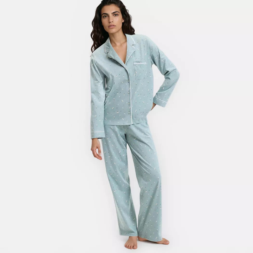 La Redoute Collections - Pyjama mit Blumenprint aus Baumwolljersey, für Damen, Multicolor, Größe XL