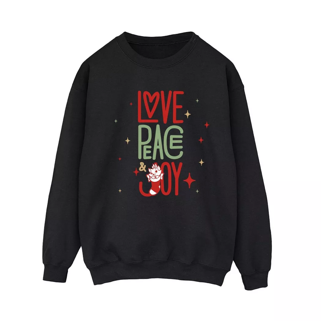 Disney - The Aristocats Love Peace Joy Sweatshirt, für Damen, Schwarz, Größe M