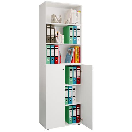 VCM Büroschrank mit 6 Fächern | Büroregal | moderner Aktenschrank mit Drehtüren | Maße ca. H. 220 x B. 70 x T. 40cm – Lona 6-Fach  