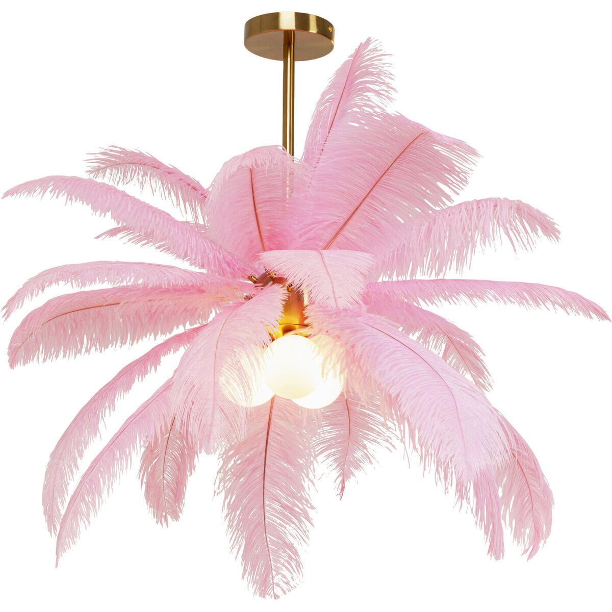 KARE Design Lampe à suspendre Feather Palm Pink ronde 87  