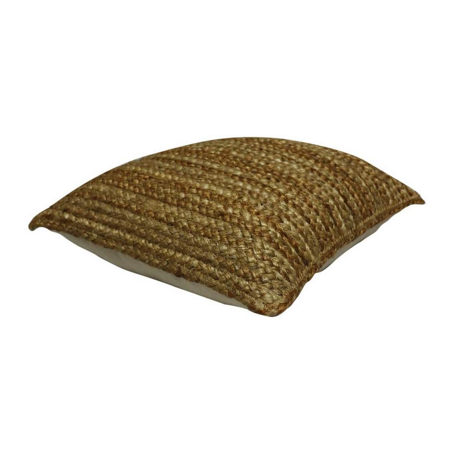 Vente-unique Coussin tressé 100% jute - 60 x 60 cm - Naturel - ZAMBAI  
