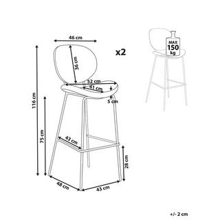 Beliani Lot de 2 chaises de bar en Cuir PU Traditionnel LUANA  