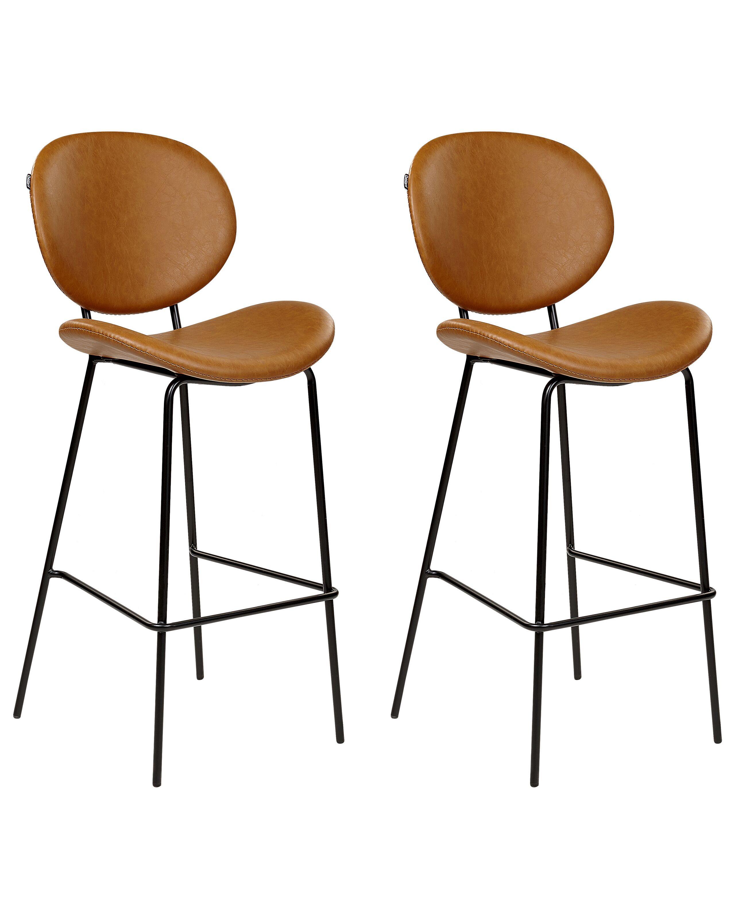 Beliani Lot de 2 chaises de bar en Cuir PU Traditionnel LUANA  