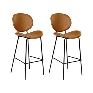 Beliani Lot de 2 chaises de bar en Cuir PU Traditionnel LUANA  