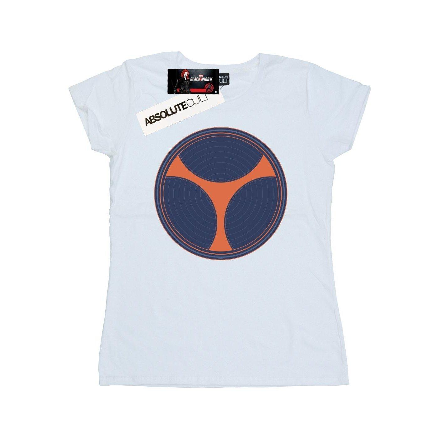 Image of Black Widow Movie Taskmaster Distressed Shield Tshirt Damen Weiss XXL