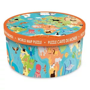 Puzzle Weltkarte mit Tieren (100Teile)