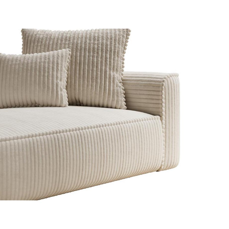 Vente-unique Méridienne gauche en velours côtelé grosses côtes beige PINETA  