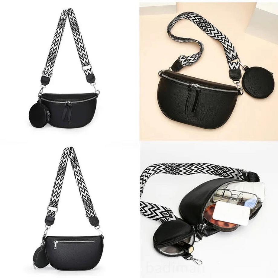 Only-bags.store Echtes Leder Rindsleder Umhängetasche Brusttasche mit kleiner Geldbörse  