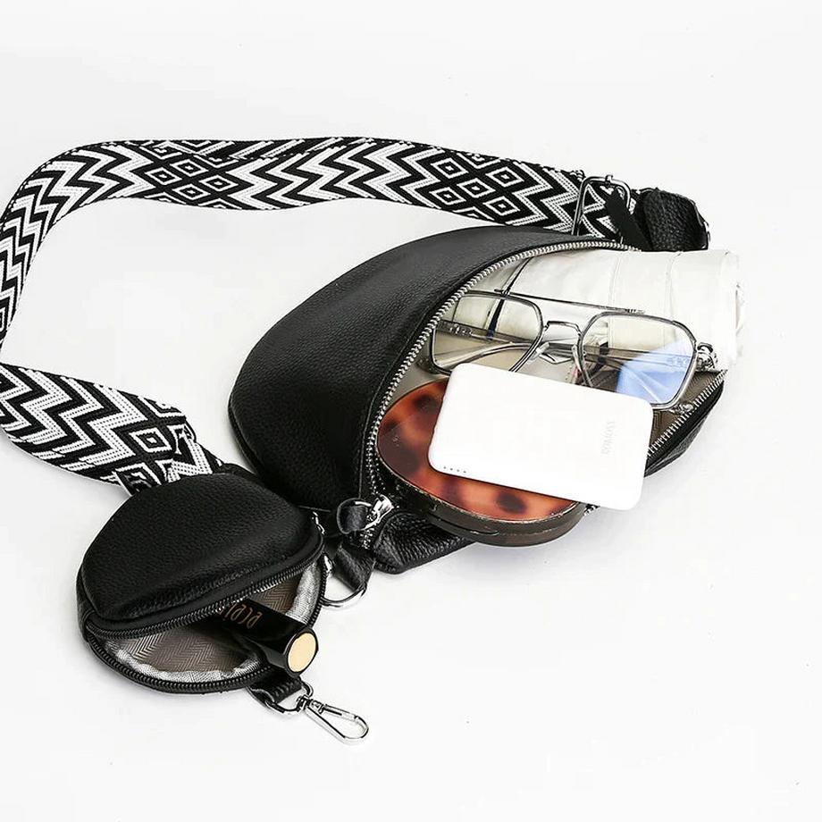 Only-bags.store Echtes Leder Rindsleder Umhängetasche Brusttasche mit kleiner Geldbörse  