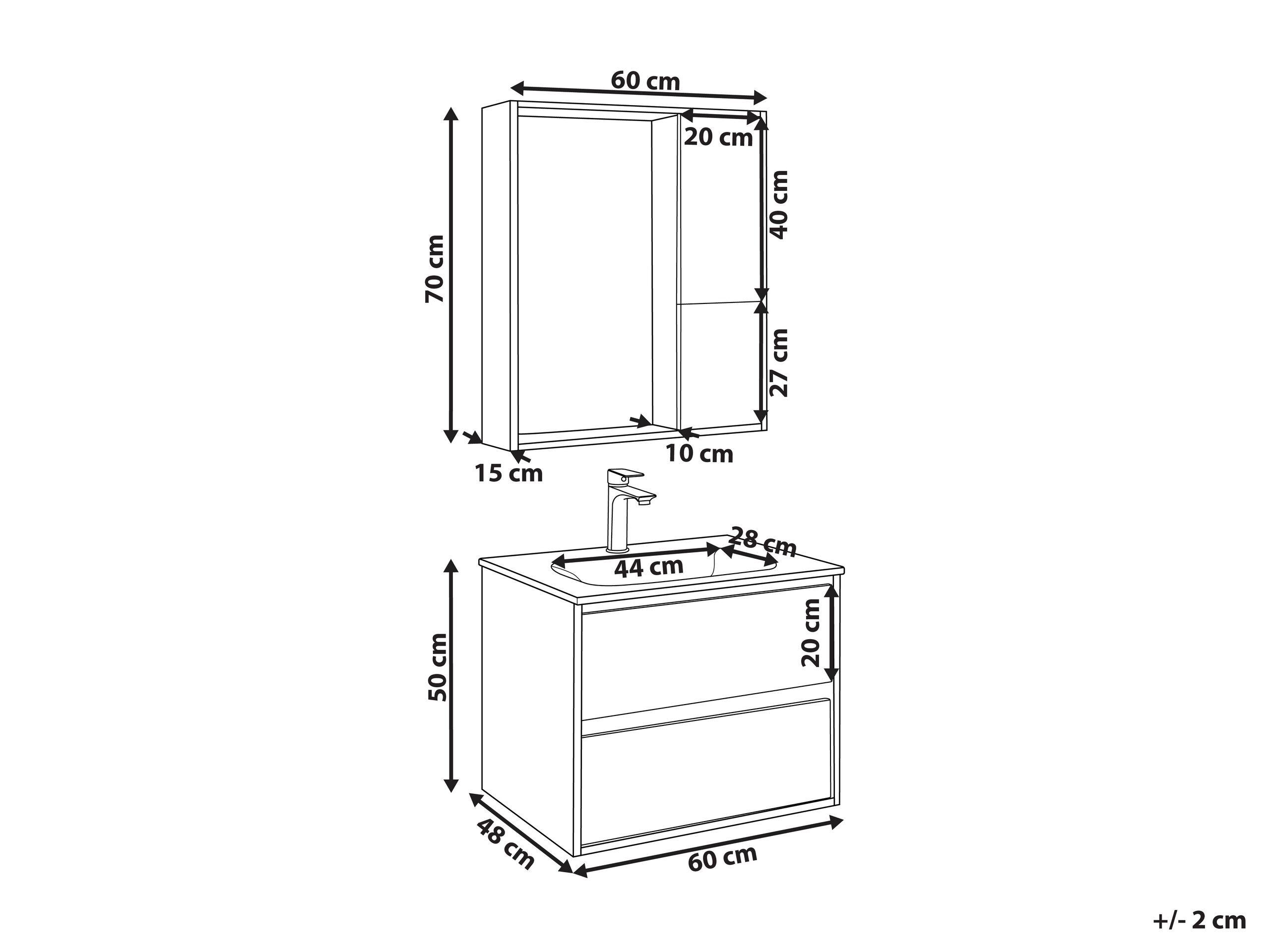 Beliani Badezimmerschrank mit Spiegel aus MDF-Platte Modern TERUEL  