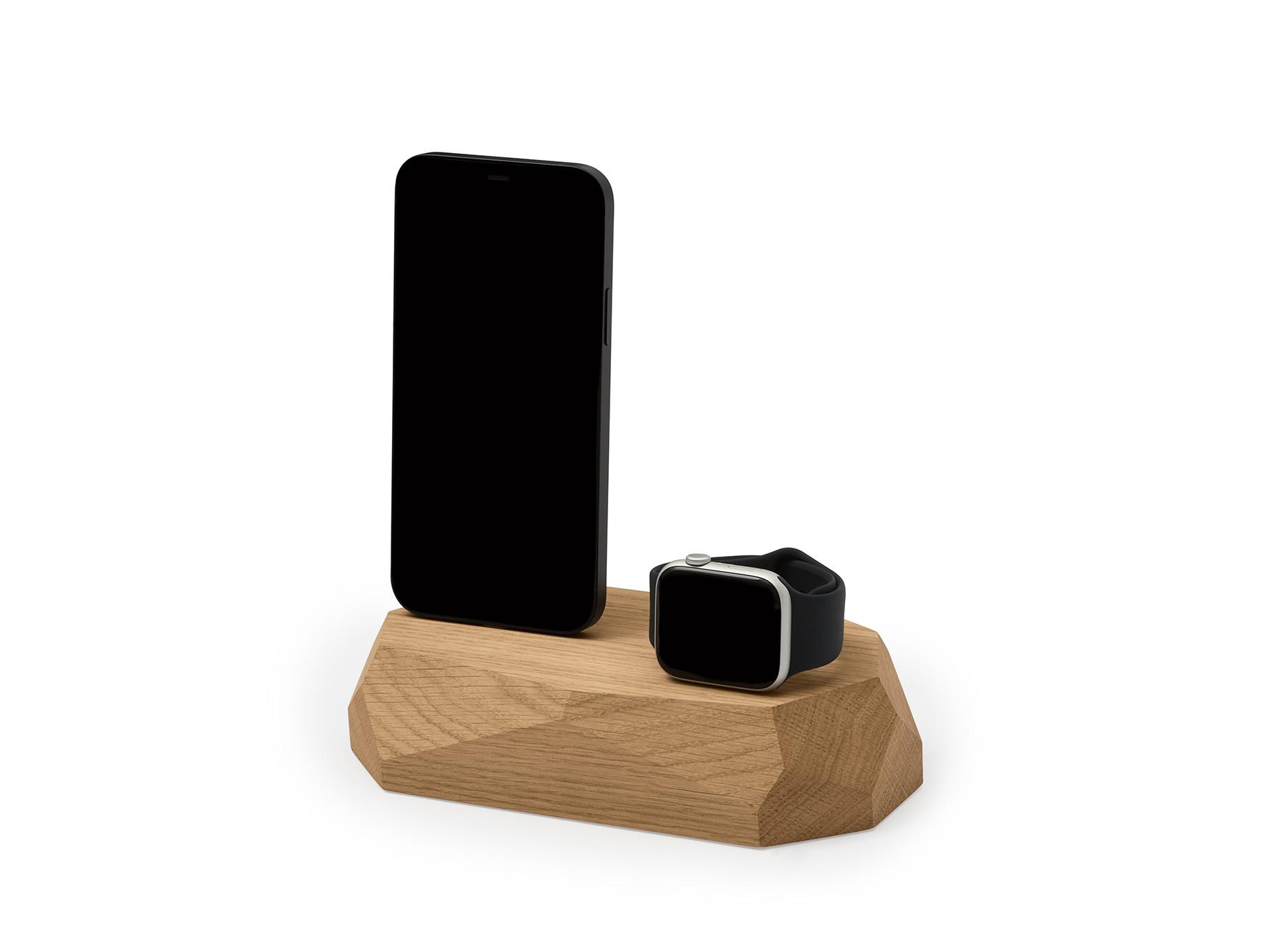 Oakywood  Combo Dock - Dockingstation aus Holz - zum Aufladen von iPhone und Apple Watch 