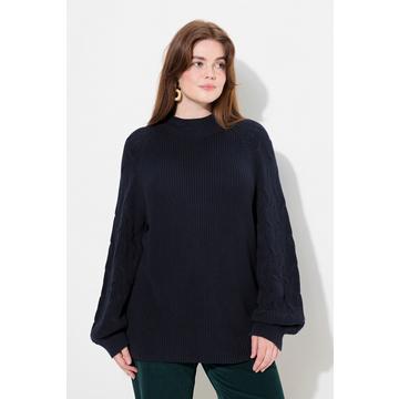 Maglione con trecce, cotone biologico, collo alto e maniche lunghe