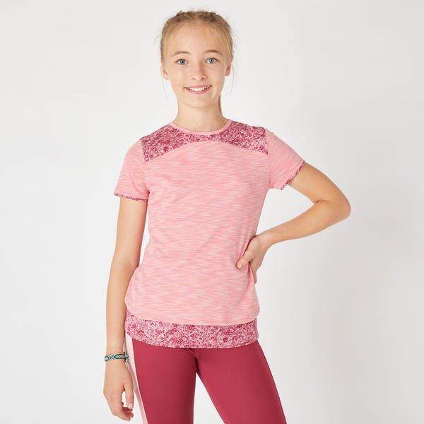 Image of DOMYOS Girls' Double T-shirt - Pink - 8-10A