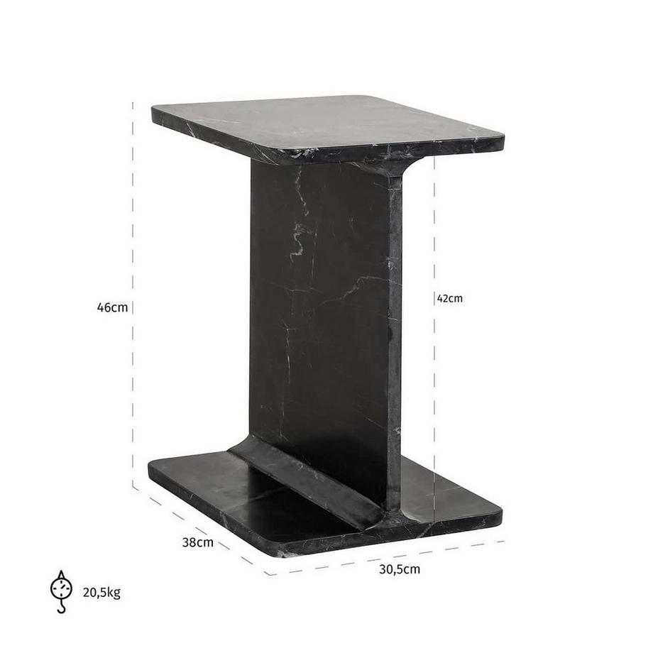 mutoni Table d'appoint Benson noir 38x30  