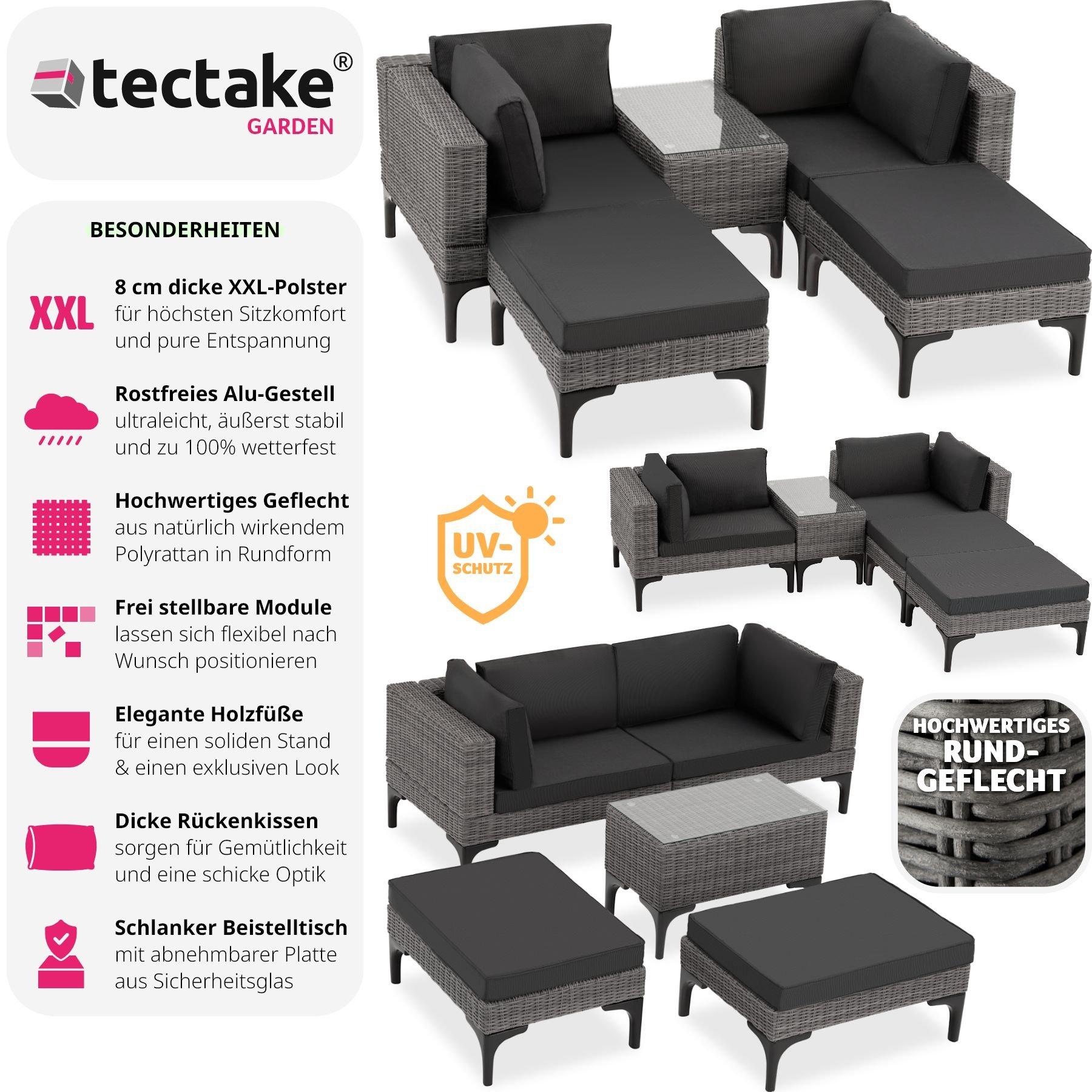 Tectake Salottino in rattan con telaio in alluminio Bellaria  