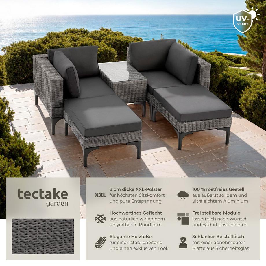 Tectake Salon en rotin BELLARIA avec cadre en aluminium  