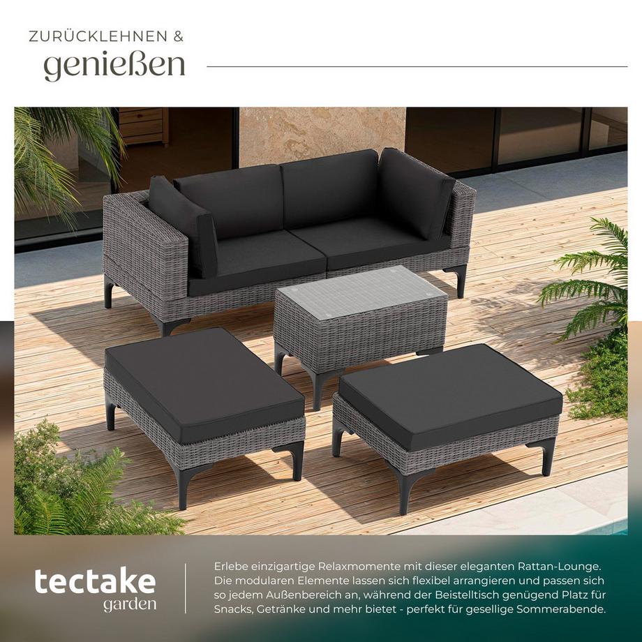 Tectake Salon en rotin BELLARIA avec cadre en aluminium  