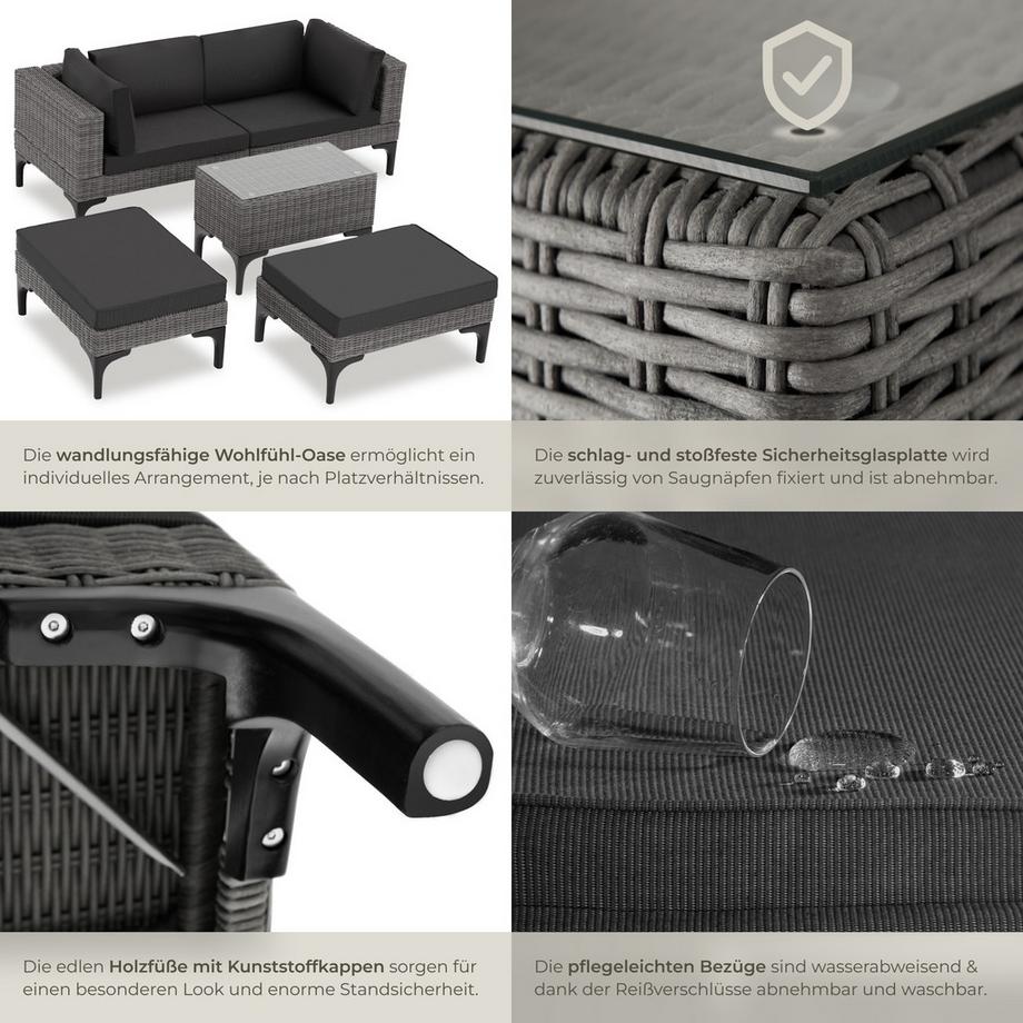 Tectake Salottino lounge in rattan  Bellaria con telaio in alluminio  