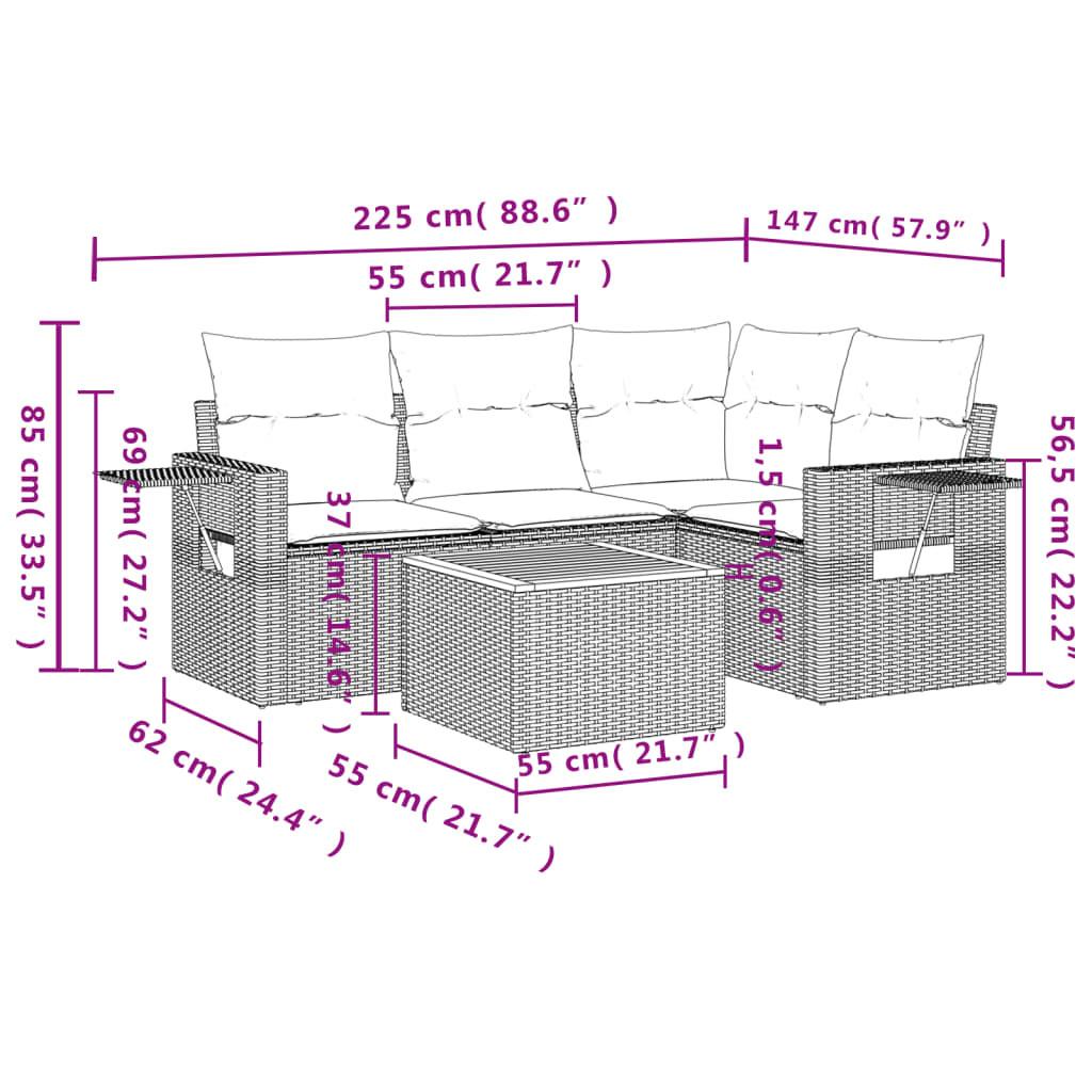 VidaXL set divano da giardino Polirattan  