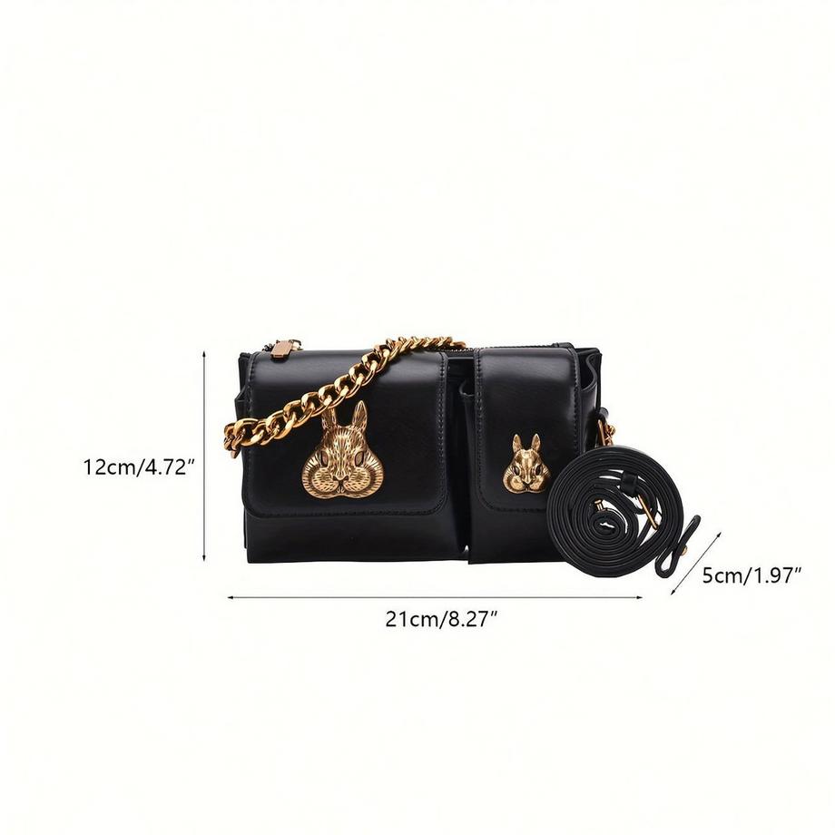 Only-bags.store Borsa a tracolla decorativa retrò con tracolla a catena  
