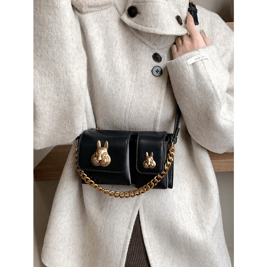 Retro-Dekor-Kreuztasche, trendige Ketten-Minihandtasche, Vintage-Mehrfachtaschen-Umhängetasche