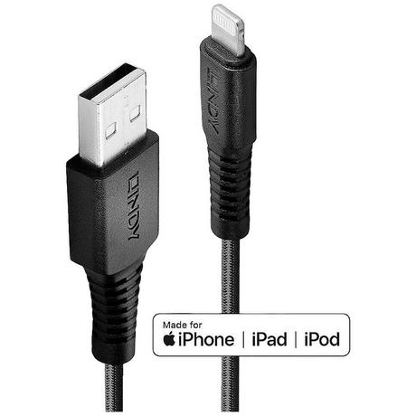 LINDY  USB-Kabel USB 2.0 Apple Lightning Stecker, USB-A Stecker 2.00 m Schwarz 