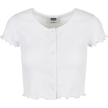 damen-t-shirt urban cassics cropped button up rib