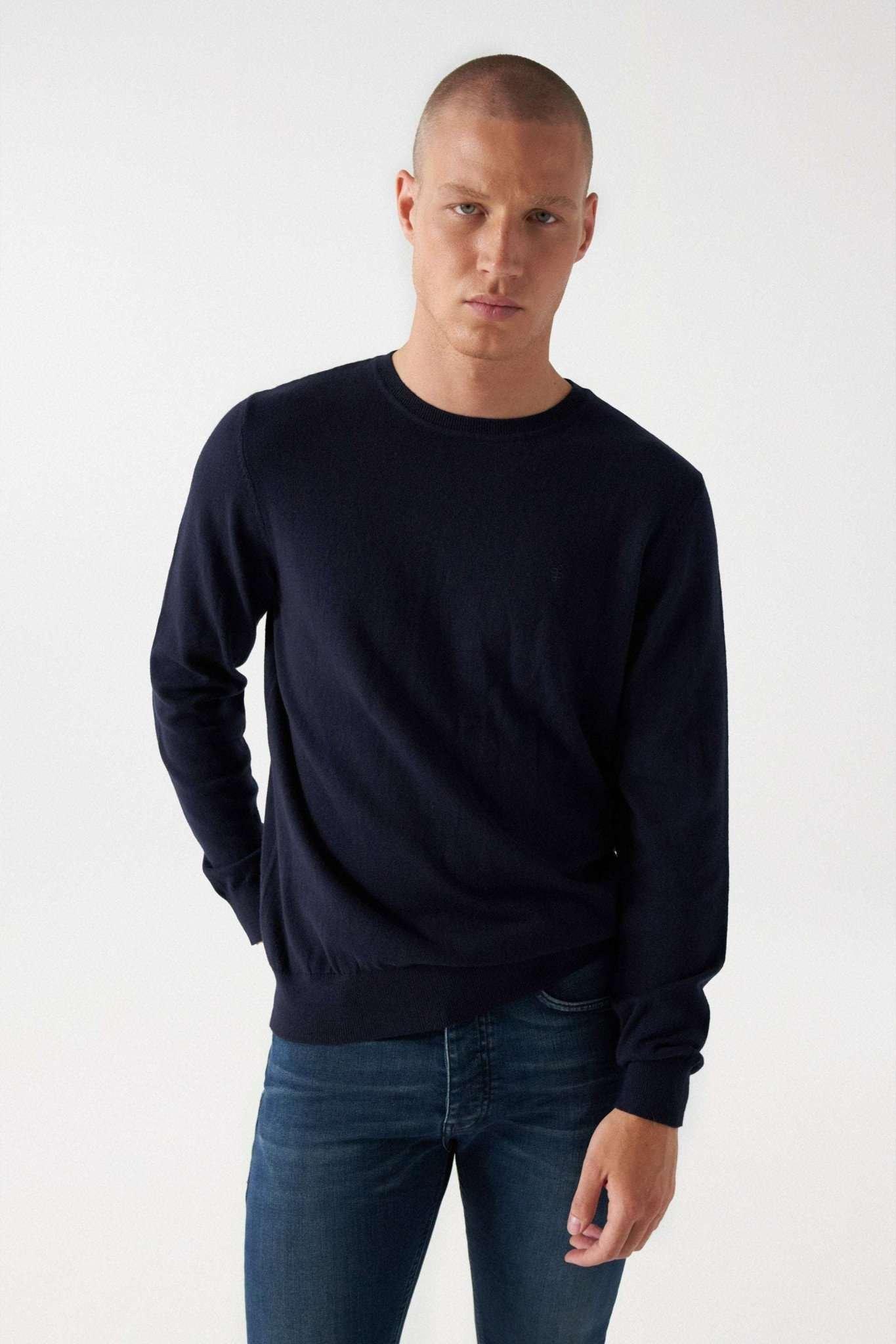 Image of Pullover Cotton Cashmere Knit Sweater Herren Marine S