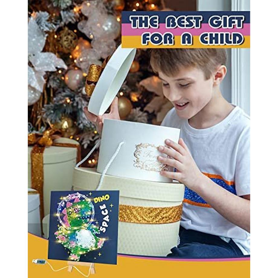 Activity-board  Bastelset Kinder Dinosaurier bastelset Jahre Spielzeug mit LED-Licht DIY Handgemachte Dekoration 