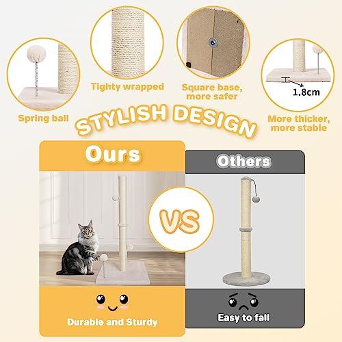 Alopini  Arbre à chat de 84 cm avec corde en sisal naturel ultime pour chatons 