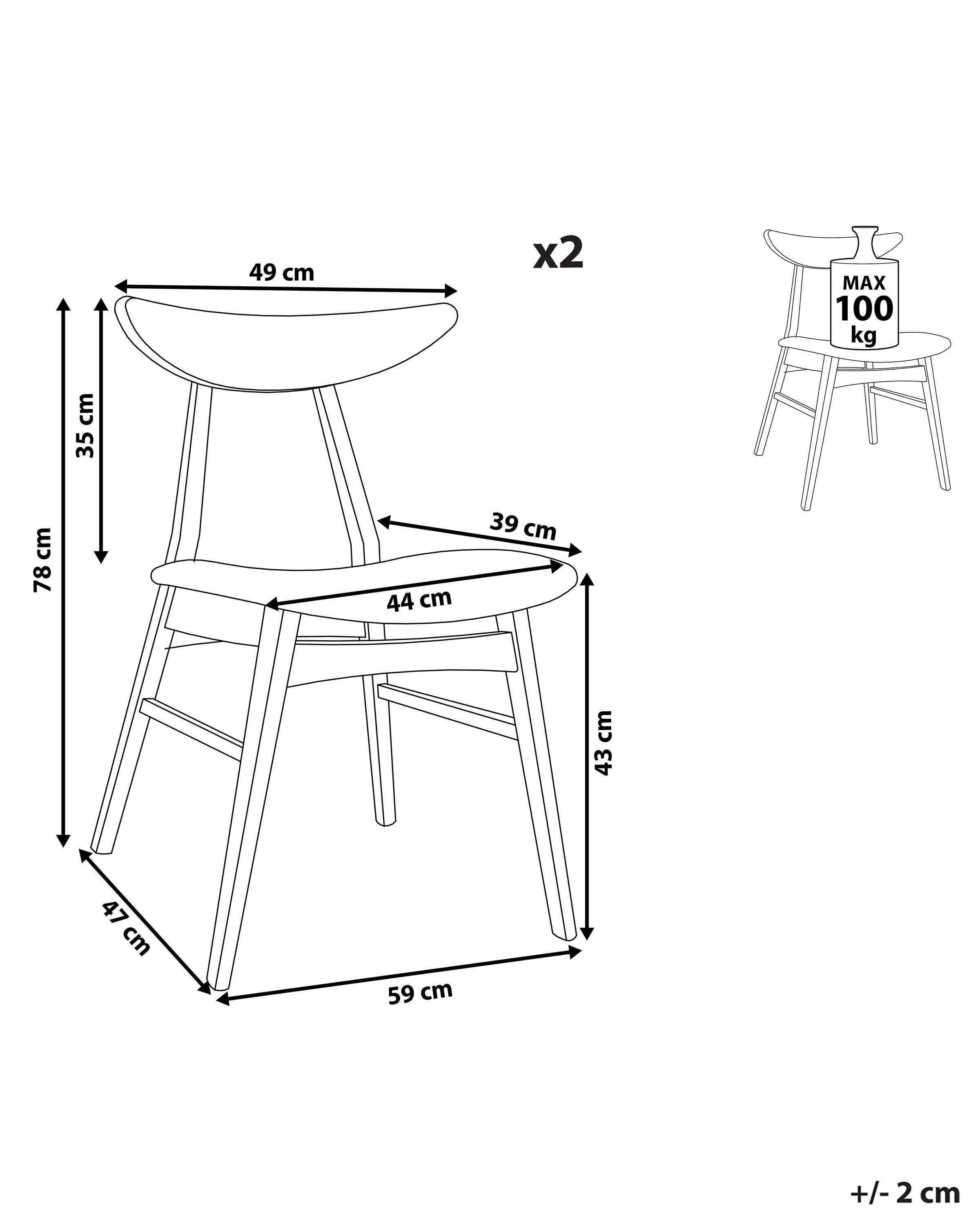 Beliani Chaise de salle à manger en Bois d'hévéa Rétro LYNN  