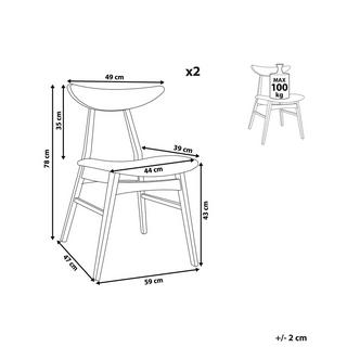 Beliani Chaise de salle à manger en Bois d'hévéa Rétro LYNN  