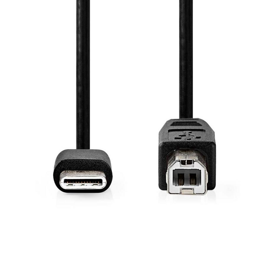 Nedis  Cavo USB | USB 2.0 | USB-C™ Maschio | USB-B Maschio | 480 Mbps | Nichelato | 2,00 m | Rotondo | PVC | Nero | Scatola 