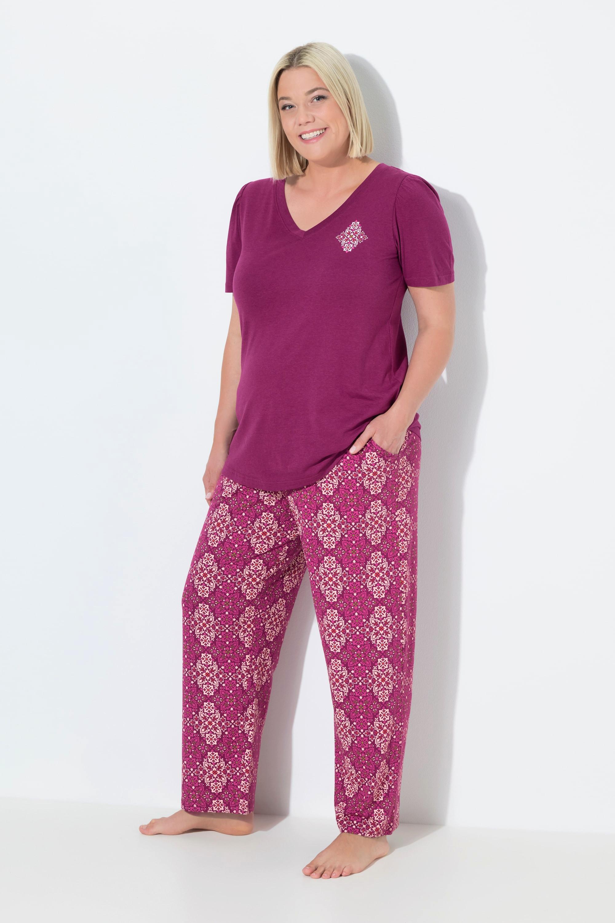 Ulla Popken Pigiama Rombo Scollo a V Mezza Manica  