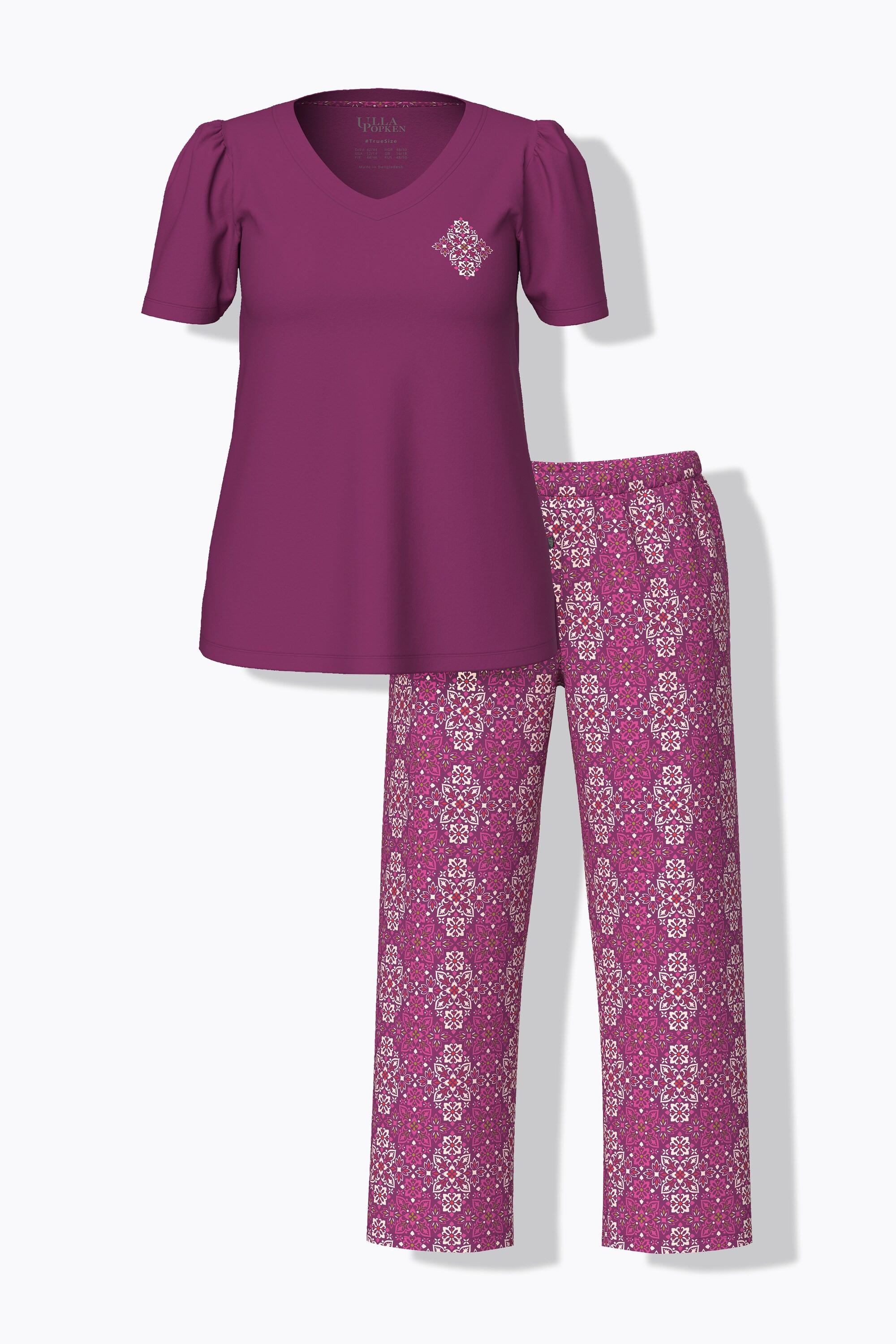 Ulla Popken Pigiama Rombo Scollo a V Mezza Manica  