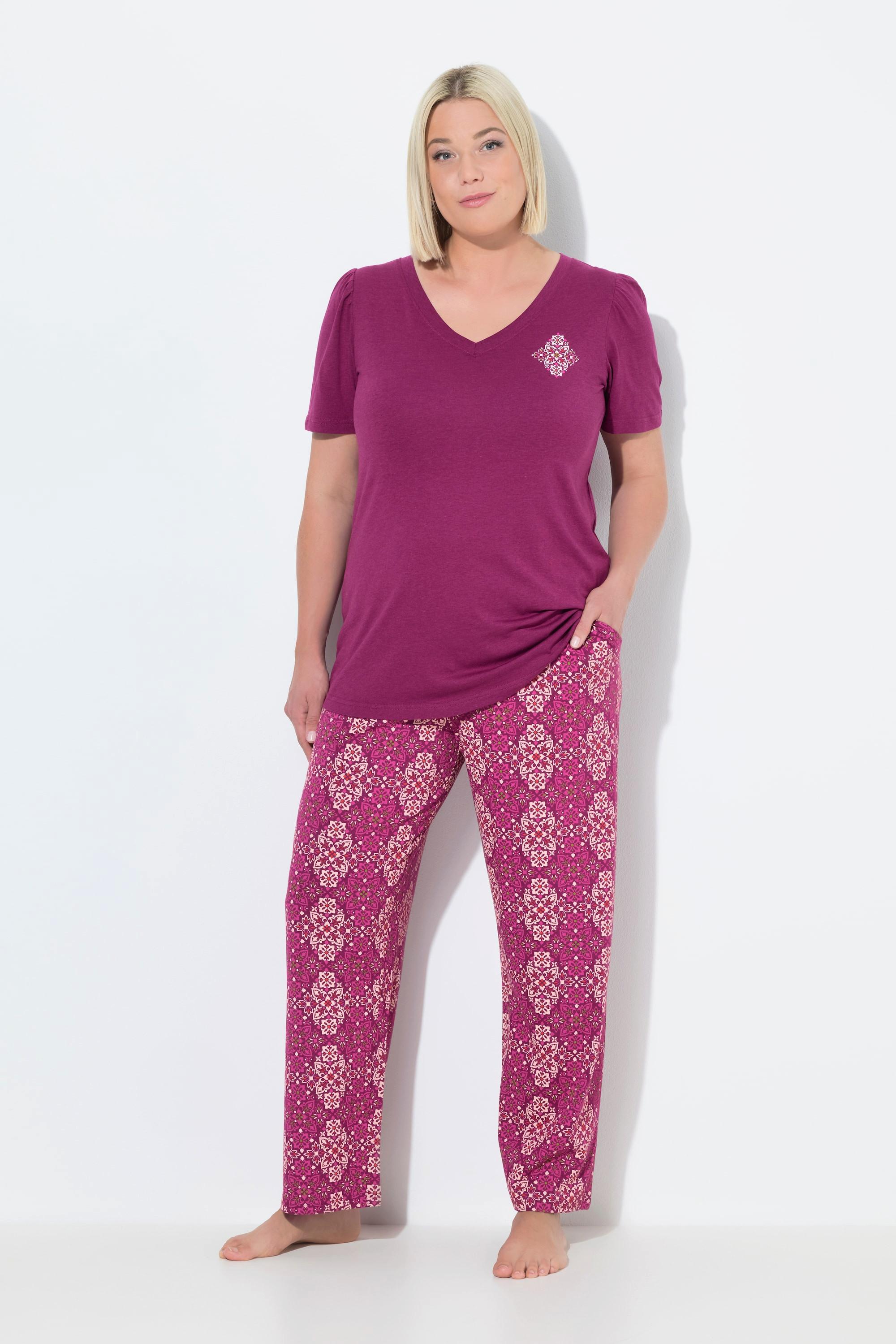 Ulla Popken Pigiama Rombo Scollo a V Mezza Manica  