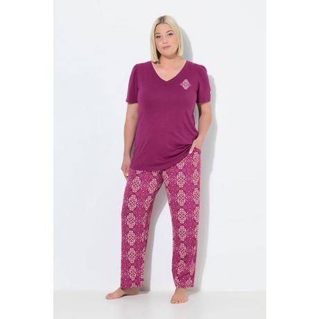 Ulla Popken Pigiama Rombo Scollo a V Mezza Manica  