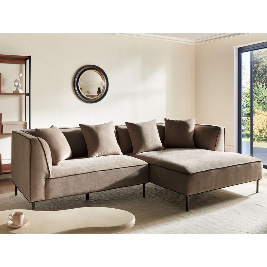 Beliani Canapé d'angle gauche en Tissu chenille Scandinave SATER  