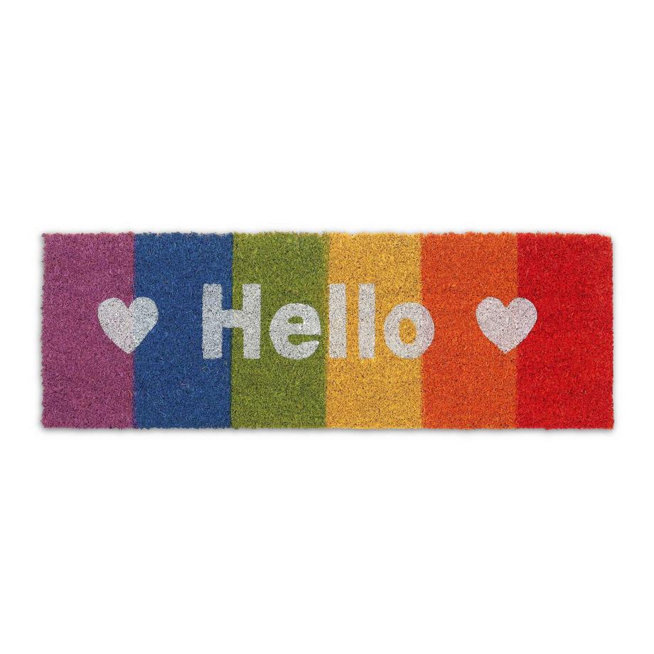 Kokosfußmatte Hello Regenbogen