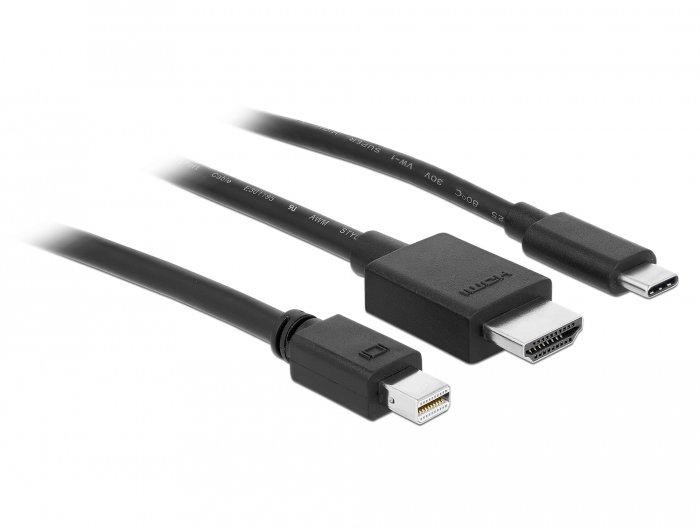 DeLock  DeLOCK 85830 câble vidéo et adaptateur HDMI Type A (Standard) HDMI + Mini DisplayPort + USB Type-C Noir 